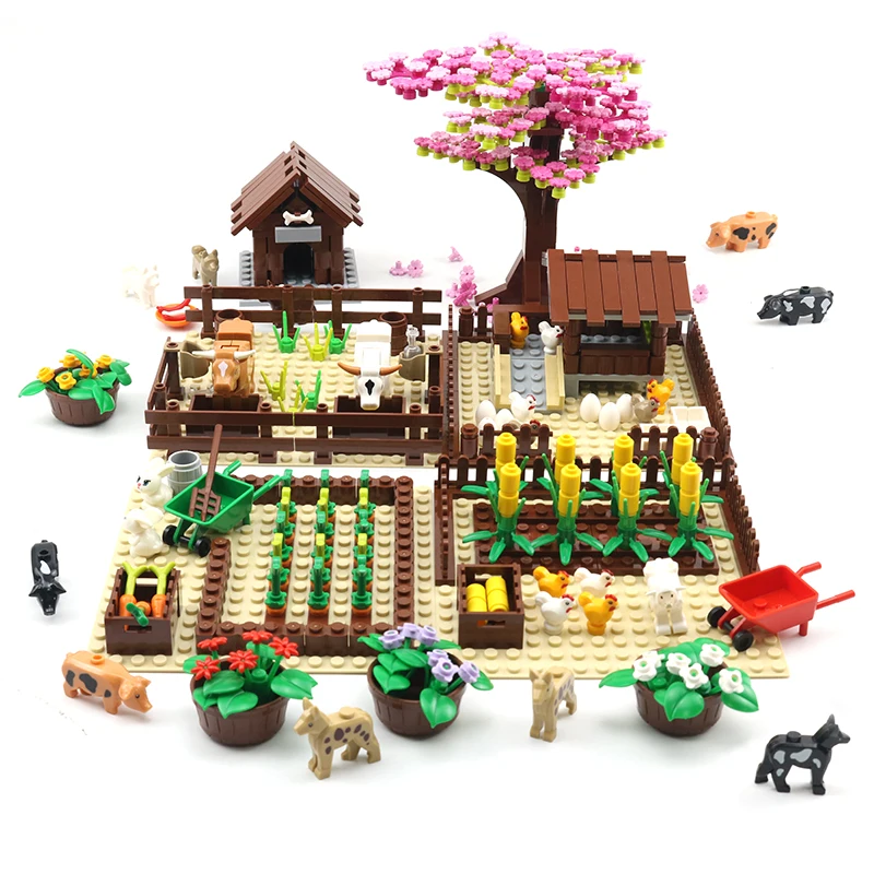 

Creator Building Blocks Farm Scene Assembly MOC Educational Model Stable Pigpen Chicken Coop Bullpen Gifts Toys Children Kids