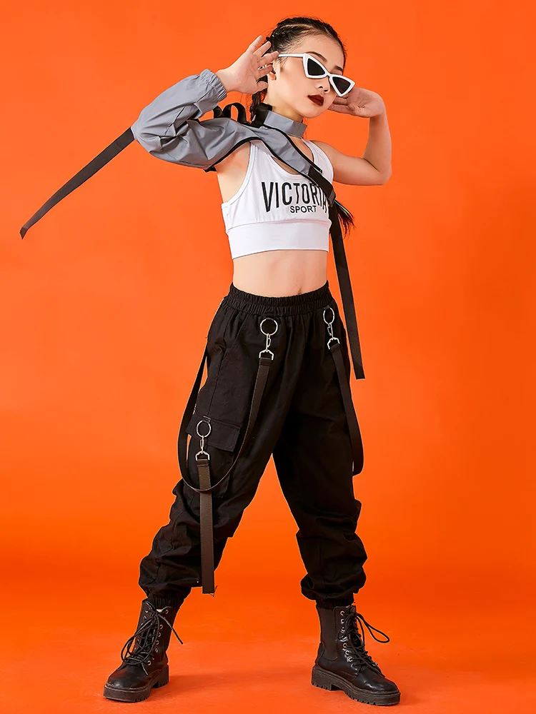 

Children's Costumes Practicing Dance Hip Hop Street Dancing Suit Girls Jazz Dance Costume Girls Catwalk Tide Clothes WD0078