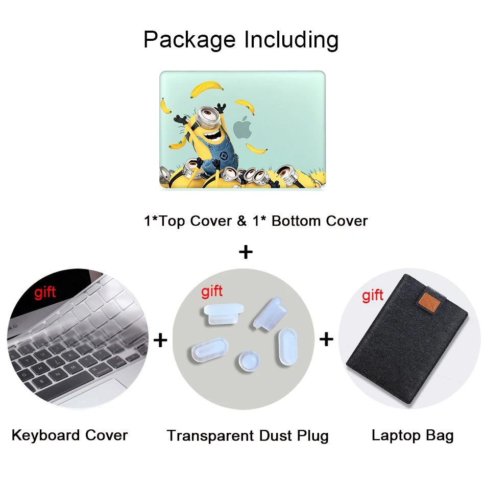 Чехол для ноутбука MTT с мультипликационным принтом для Macbook Air 11 13 Pro 13 15 Touch Bar PC, Жесткий Чехол 12 дюймов retina 13,3 15,4 дюймов, сумка для ноутбука