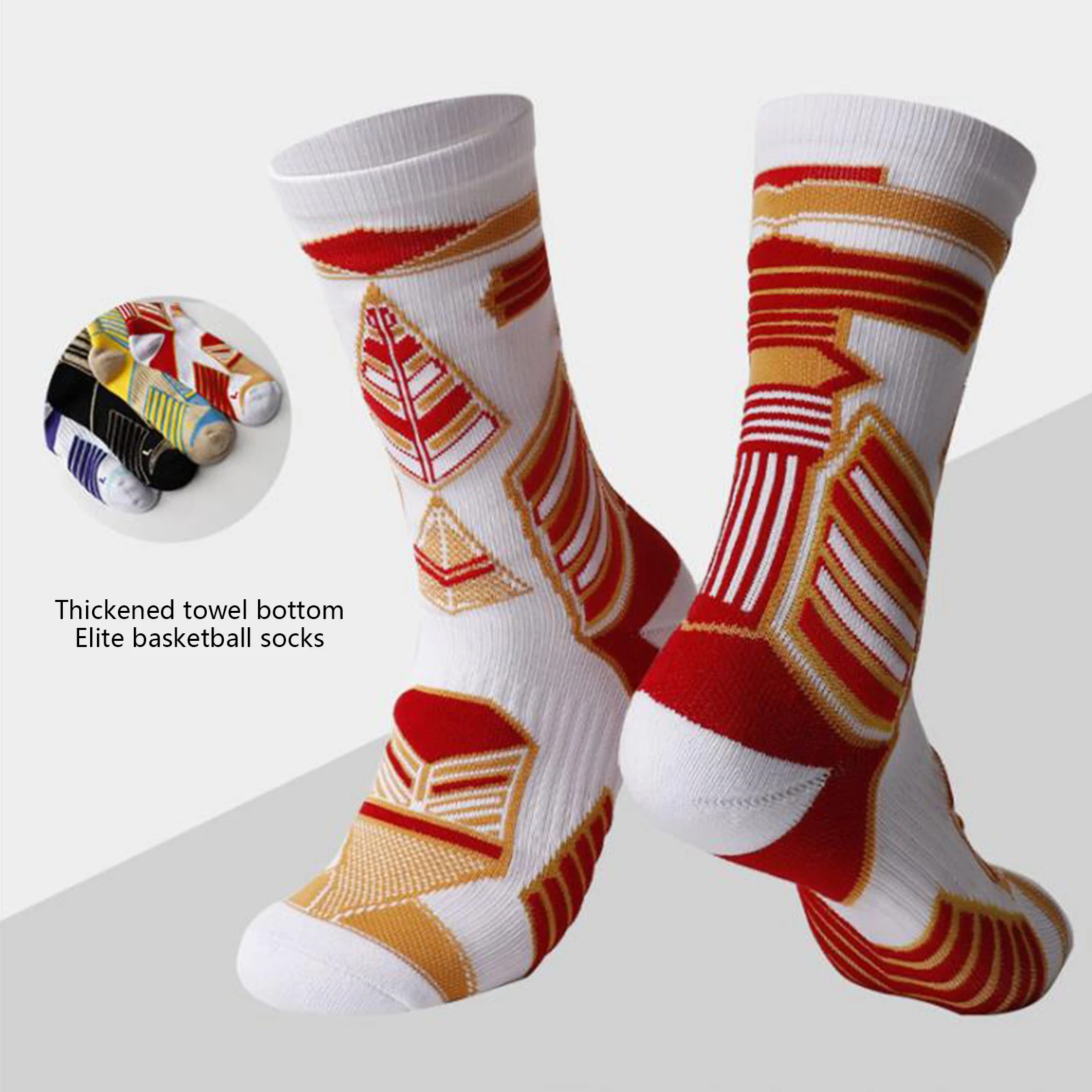 

Adults Basketball Socks Match Color Thicken Nonslip Breathable Mid-Calf Tube Sports Socks for Women Men 4 Colors