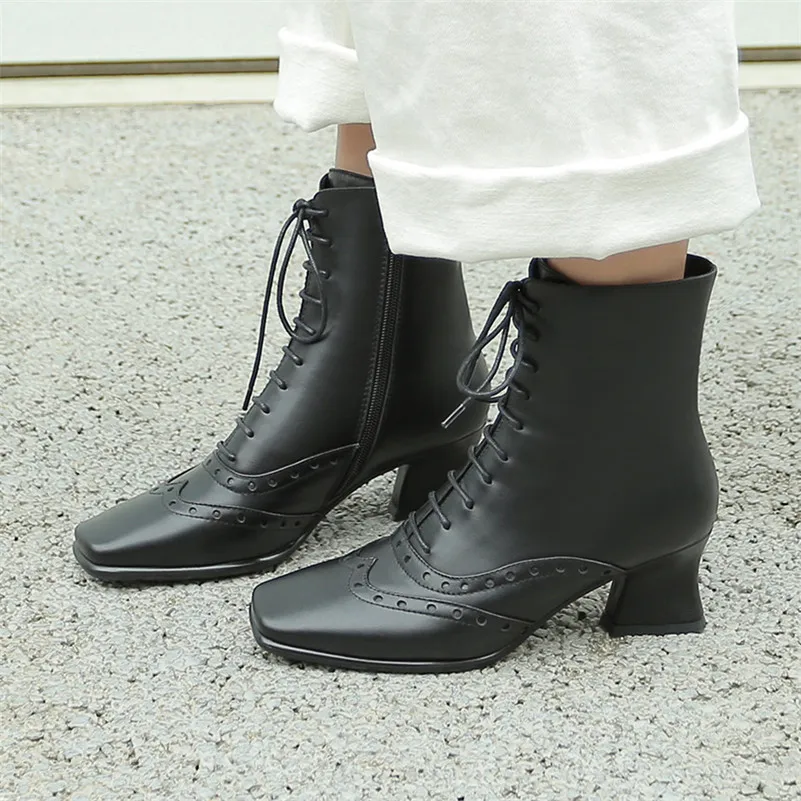 FEDONAS/женские ботильоны с перекрестной шнуровкой сезон осень-зима винтажная