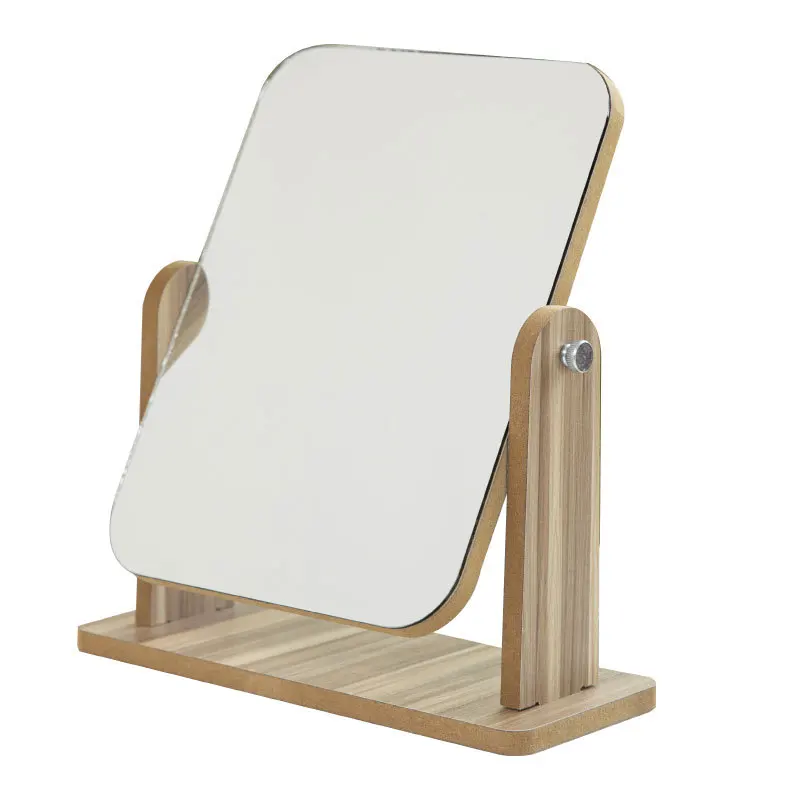 

Desktop Makeup Mirror Wooden Portable Mirror 360 degrees Rotary Mirror Frame Mirror