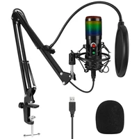 rgb usb condenser microphone professional 192khz24bit studio microphone with boom arm stand for youtube gaming live streaming