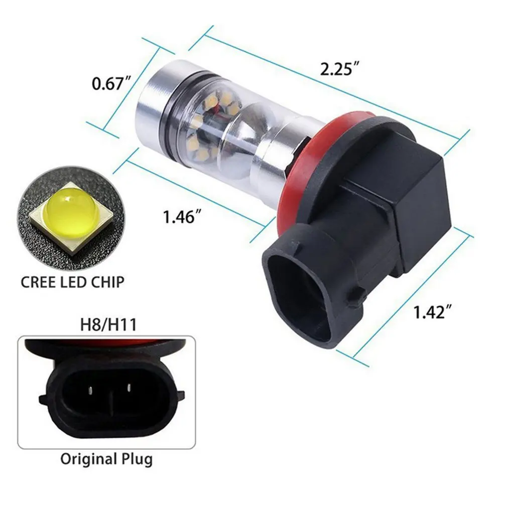 

2pcs Car Led Fog Light H11 100w High Power Led Anti Fog Lamp Fog Light Bulbs For Cars Trucks Fog Light Bulbs