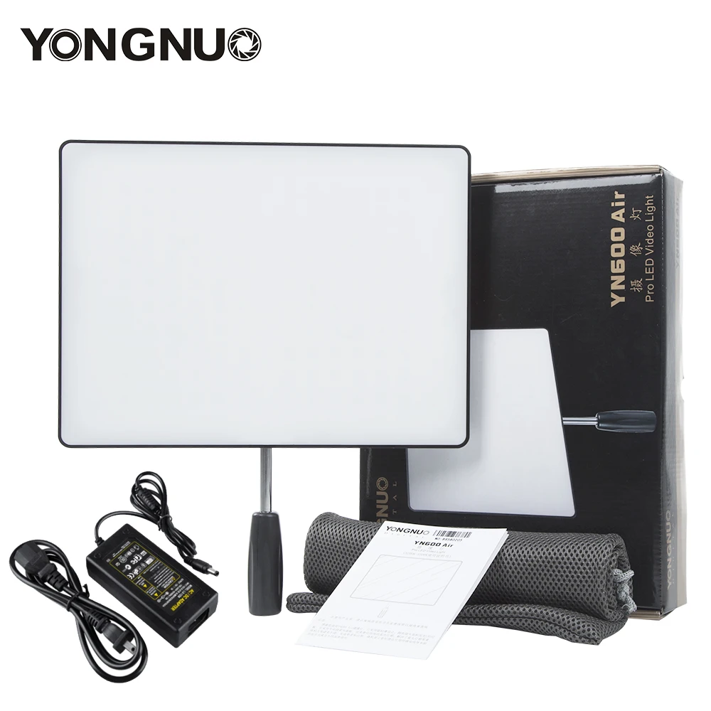 

YONGNUO YN600 Air LED Video Light 3200K - 5500K Brightness Dimmable for Canon Nikon Pentax Olympus DSLR Camera + Power Adapter