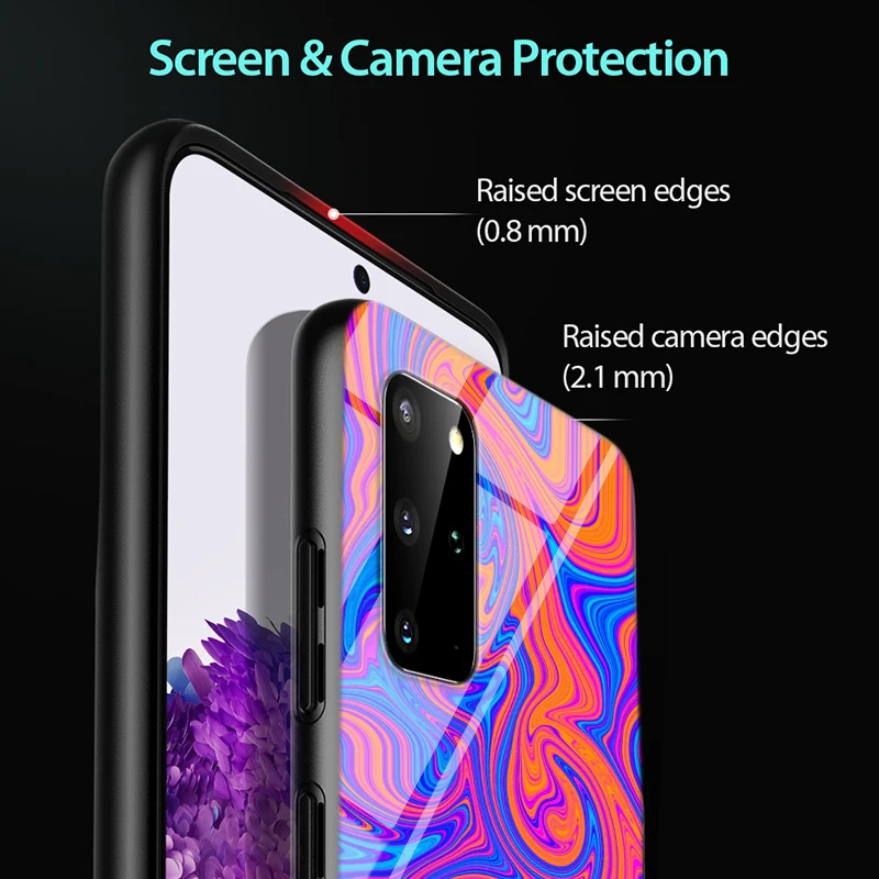 

Aesthetics marble neon art for Samsung S20 Ultra Plus A91 A81 A71 A51 UW A41 A42 A31 A21 A21S A11 5G Bright Black Phone Case