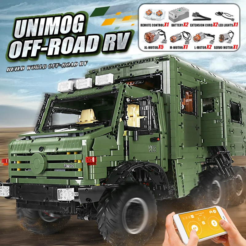 В наличии моторизованная модель автомобиля Unimog технология MOC Nomadism RV автодом