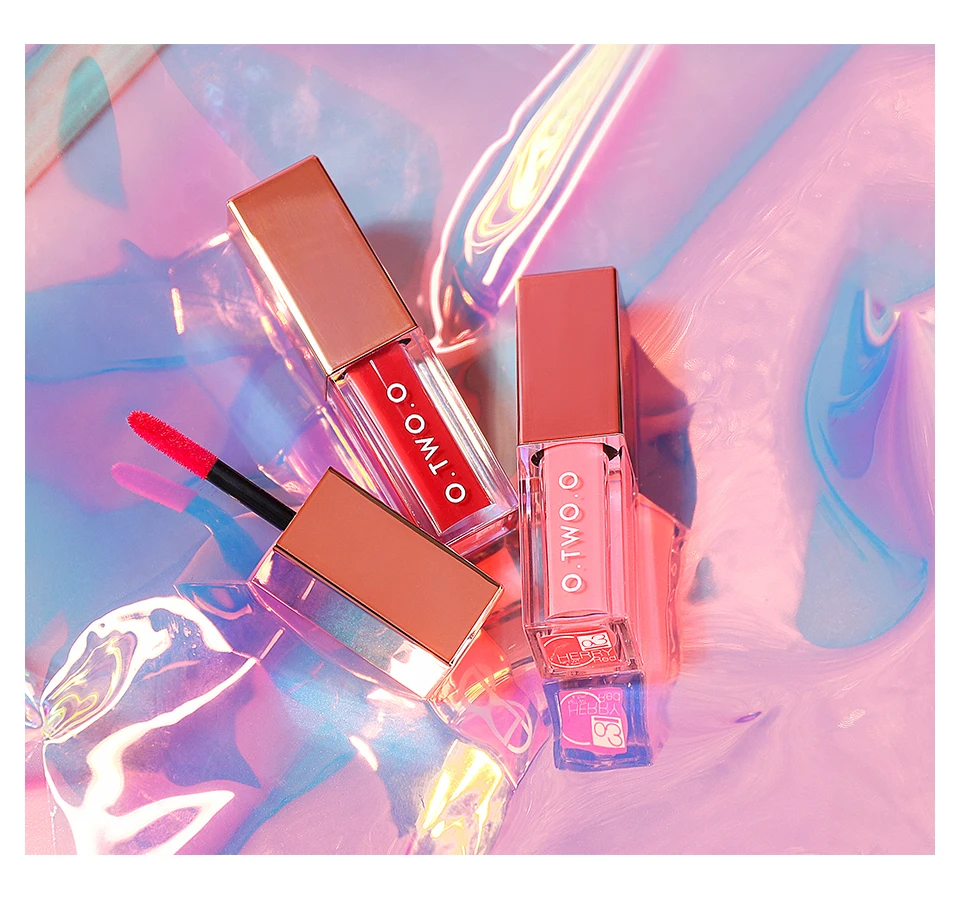 O.TWO.O 2 In 1 Lip Gloss+ Liquid Blusher Double Effect Long Lasting Waterproof 4 Colors Soft Silky Smooth Makeup