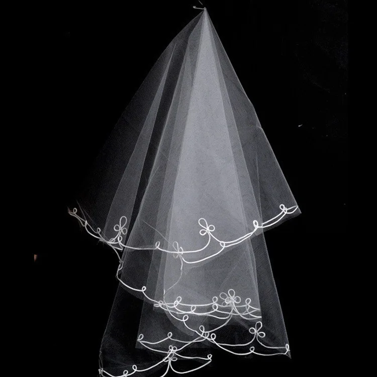 

Cheap Red White Bridal Veil Simple Bridal Veil Velos de Noiva One-Layer Veil Wedding Veil Short No Comb 1.5Meter
