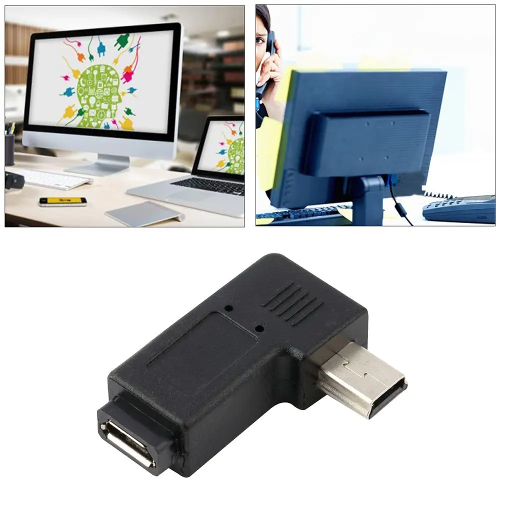 Прямоугольный USB 2 0 Micro 5 Pin Female to Mini Male 90 градусов адаптер конвертер разъемы левый