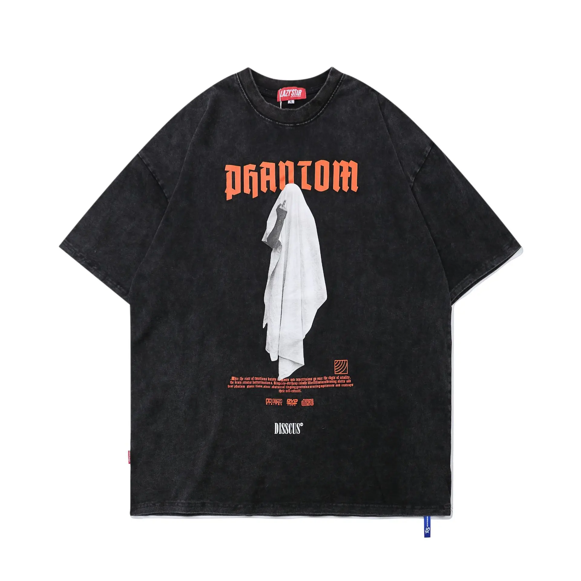 

American Retro High Quality Street Dark Funeral Portrait Print Made Old Washed Short-sleeved Men and Women VIBE Street Oversize