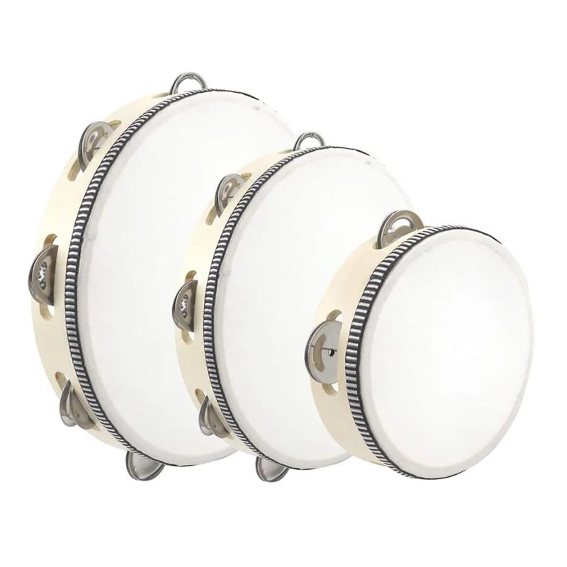 

3 Pcs 6inch/8inch/10inch Tambourines Bell Instrument Drum,Hand Held Drum Bell Percussion for Party,KTV Concert,Etc