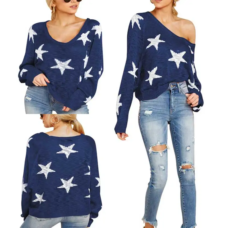 Сексуальный вязаный свитер с открытыми плечами Женский Осенний уличный