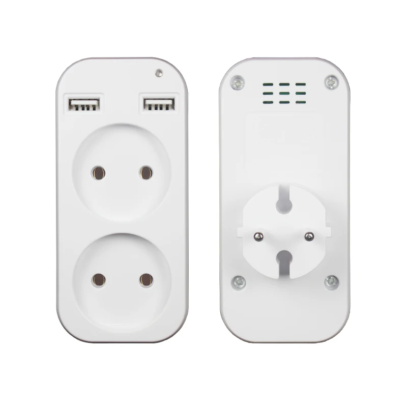 

EU Extension Double socket adapter with 2 USB Power Strip EU Plug Adapter Smart Socket Powercube Electric Z6-01