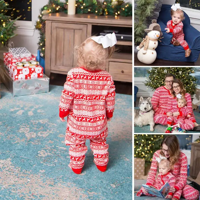 Одинаковые зимние рождественские пижамы для всей семьи 3 18 месяцев одежда сна