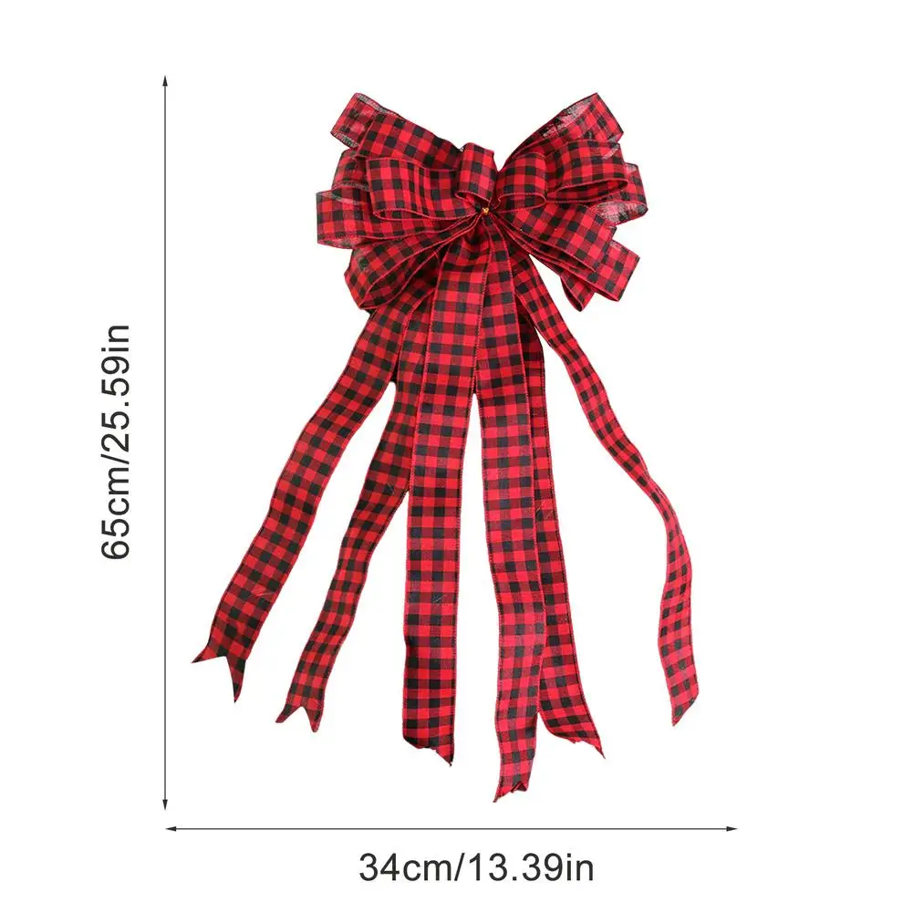 Christmas Bows Tree Topper Buffalo Plaid Red Black Burlap Decorative Bow Toppers Decorations Handmade for Wreat | Дом и сад