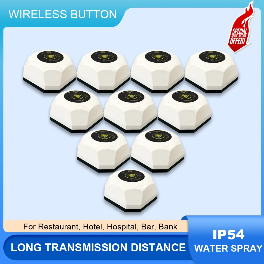 CATEL 10 pcs of CTT20 Strong Signal Wireless Calling System Call Button Transmitter Pager for Restaurant Hotel, Cafe Bell Buzzer