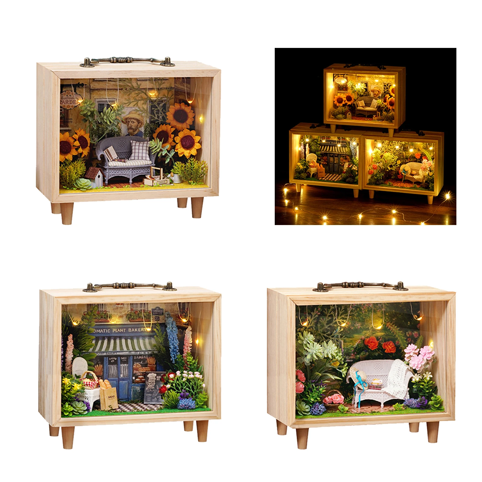 

DIY Miniature Dollhouse Furniture Kit DIY w/ LED Light House Model Kids Gift