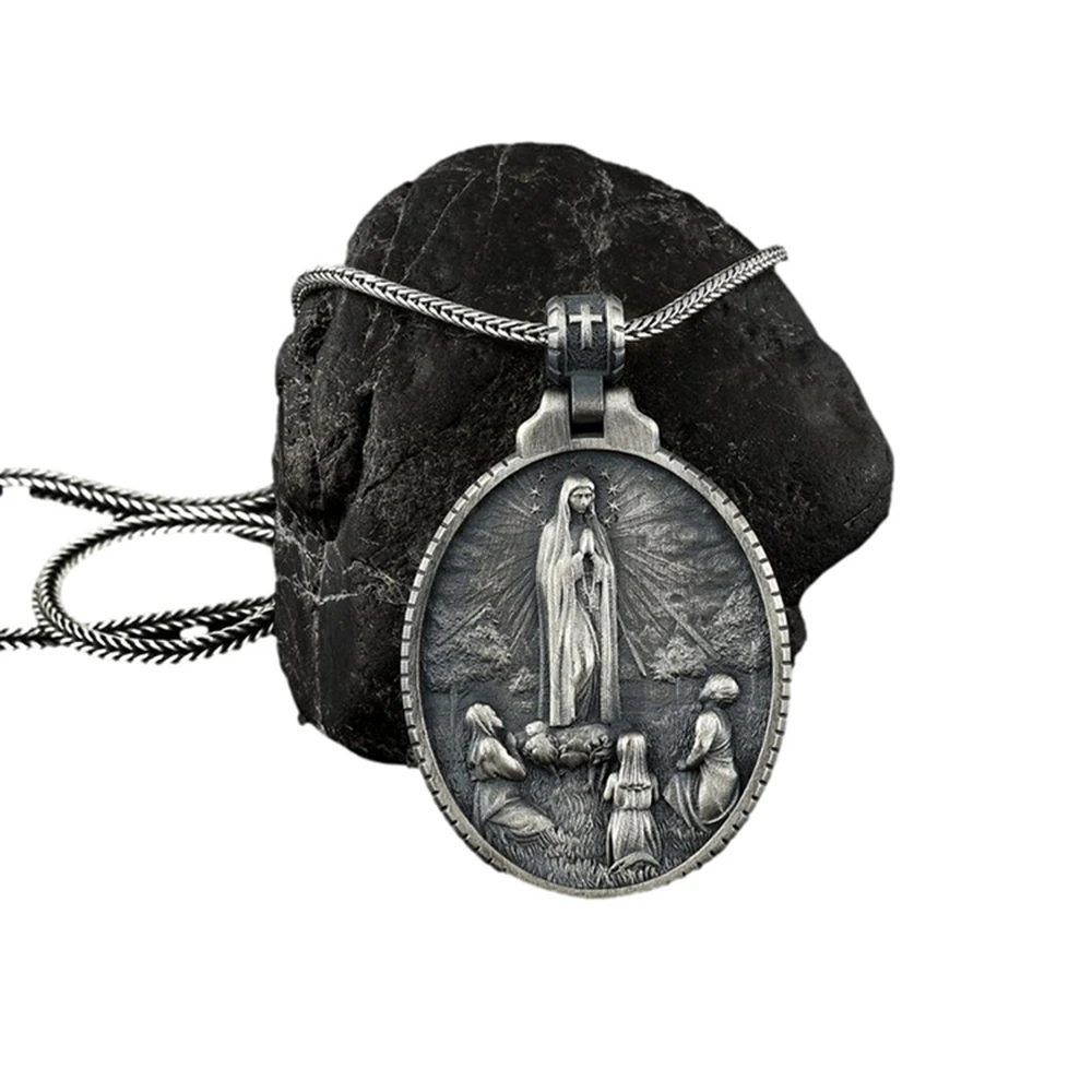 

Virgin Mary Pendant Catholic Retro Necklace Christian Religious Accessories European and American Style Religious Necklace