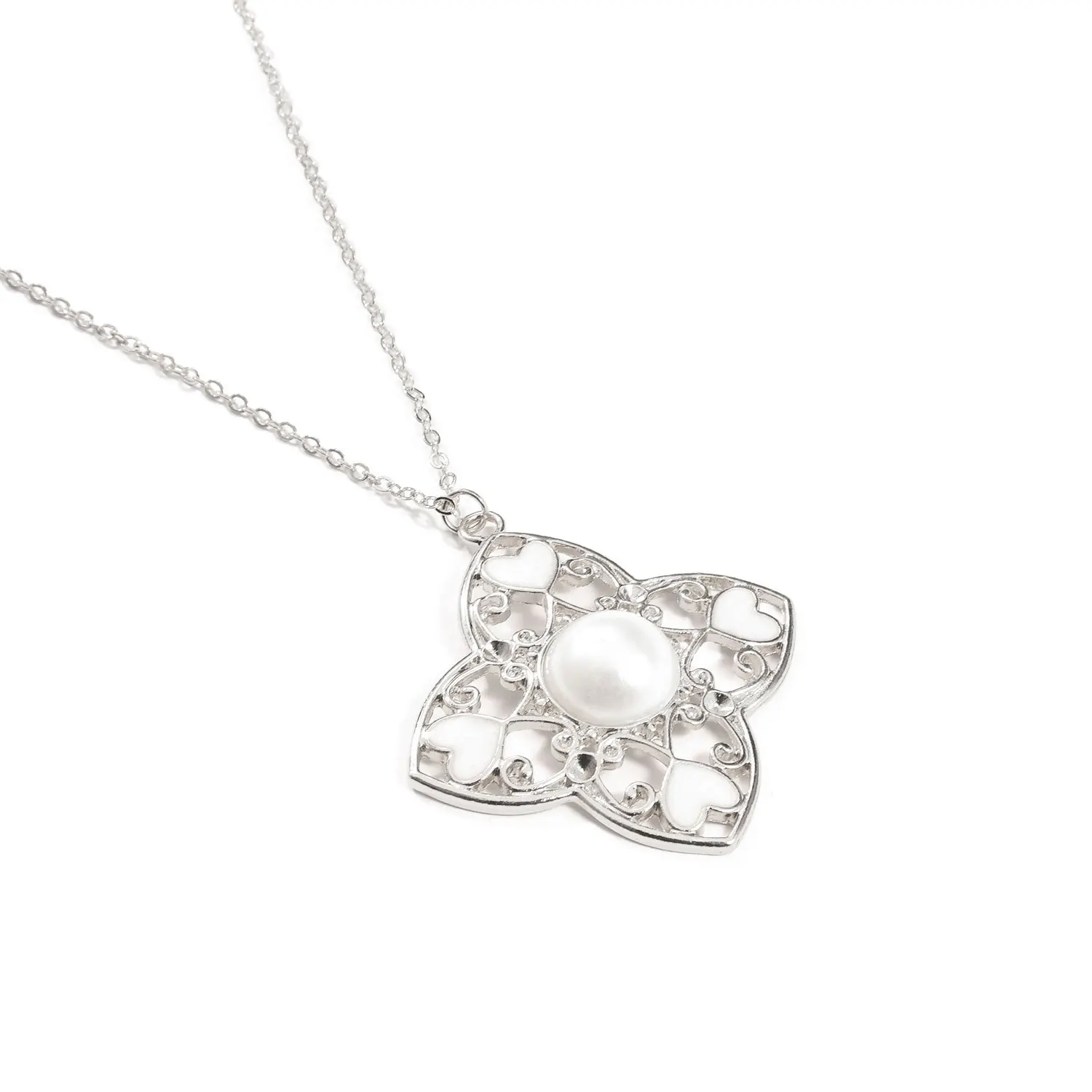 НОВЫЕ геометрические полый четырехлистный жемчужное ожерелье в форме цветка