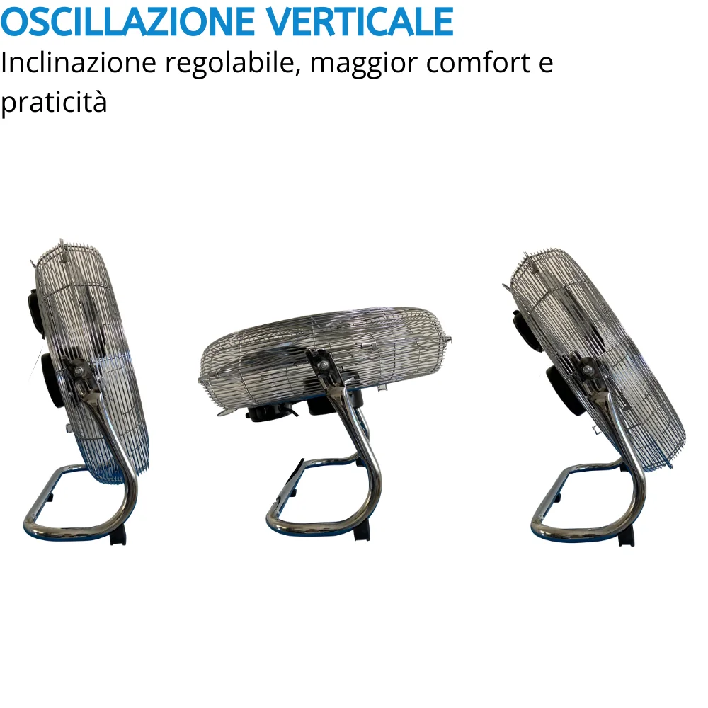 VENTILATORE A PAVIMENTO DA TERRA IN ACCIAIO CROMATO REGOLABILE 3 VELOCITA' 90W|Портативная вешалка| |