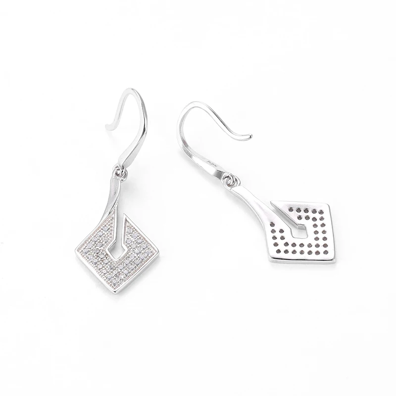 Уникальные женские циркония вымощенный набор ромб длинные Позолоченные