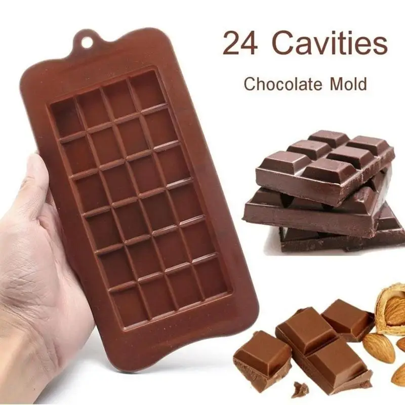 

24 Grid Square Chocolate Candy Mold Bar Block Ice Silicone Cake Sugar Bake Super