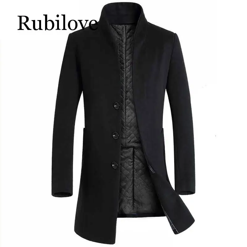 

Rubilove 2019 Men Winter Jacket Long Mens Overcoats Warm Thicken Mens Wool Jacket Men Winter Jackets Coats Men