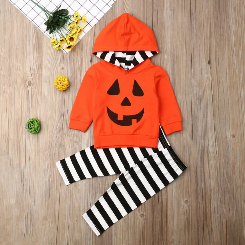 Одежда для маленьких мальчиков и девочек на Хэллоуин топы с капюшоном длинными