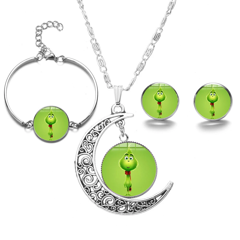 SONGDA как Grinch палантин Новогодний комплект украшений Grinch плакат со сценами из фильмов мультфильм стеклянный купол ручной работы ювелирные изделия Рождественский подарок