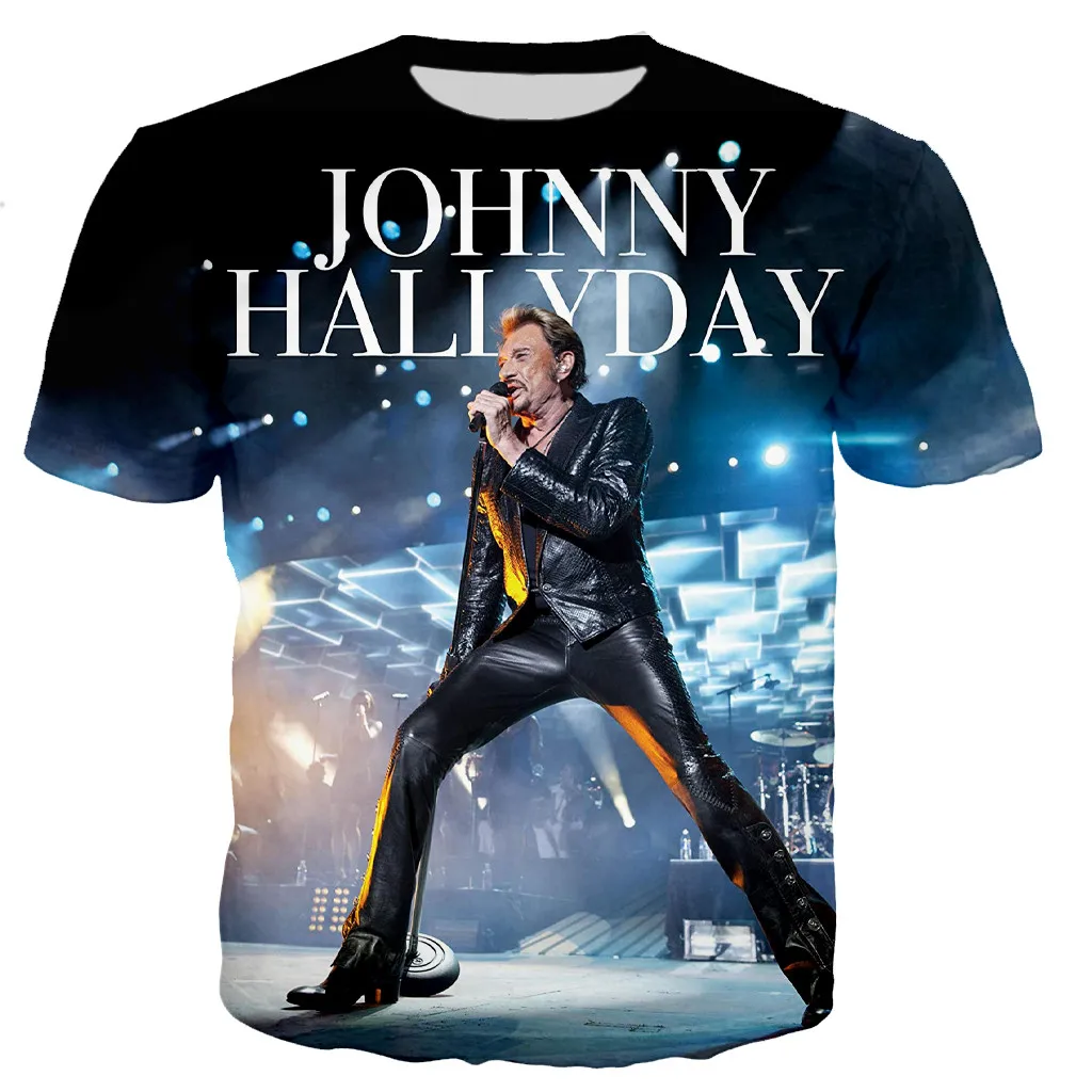New Pop Singer Johnny Hallyday 3D Printed T-shirt Men Women Rock Fashion Casual Streetwear Clothes Hip Hop Harajuku Tee Tops