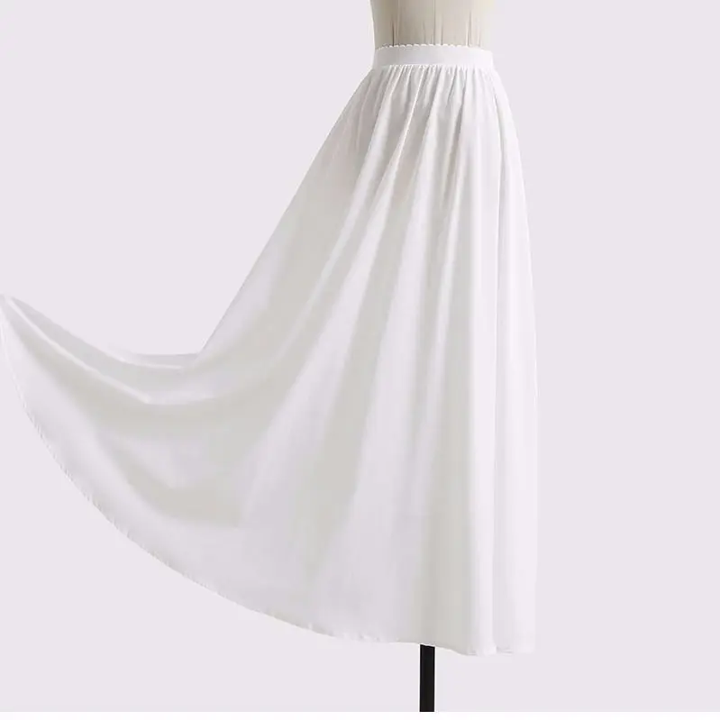 Подъюбник с высокой талией в китайском стиле длинная Плиссированная юбка нижняя