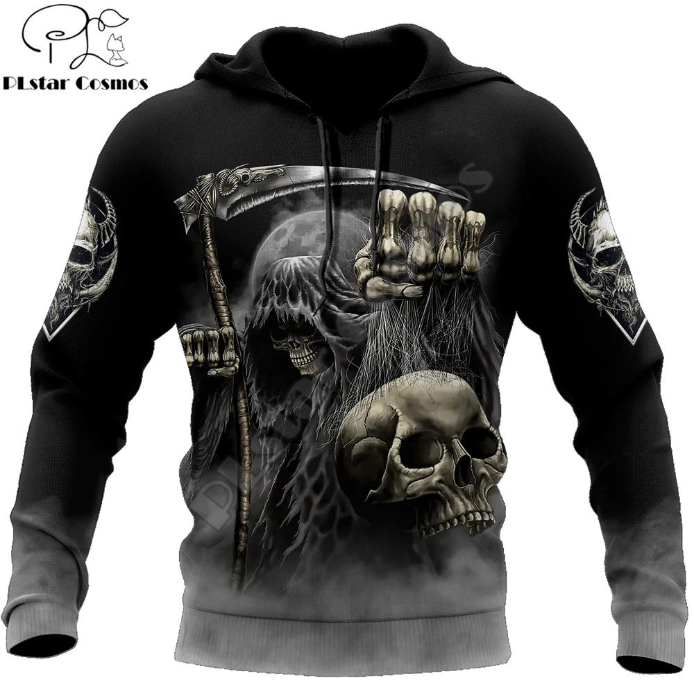 

Reaper Scythe Skull Tattoo 3D All Over Printed Mens hoodies and Sweatshirt Autumn Unisex zipper Hoodie Casual Sportswear DW798