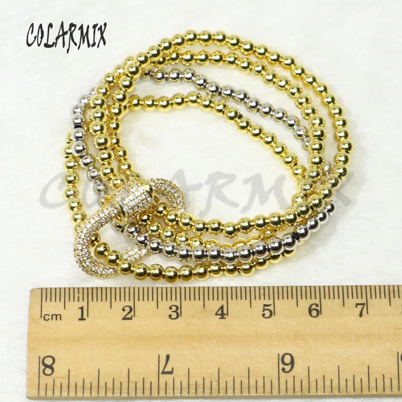 

3pcs 4 strand bracelets crysta Oval bolt clasp charm beaded bracelet mix colors fashion jewelry accessories gift for women 50329
