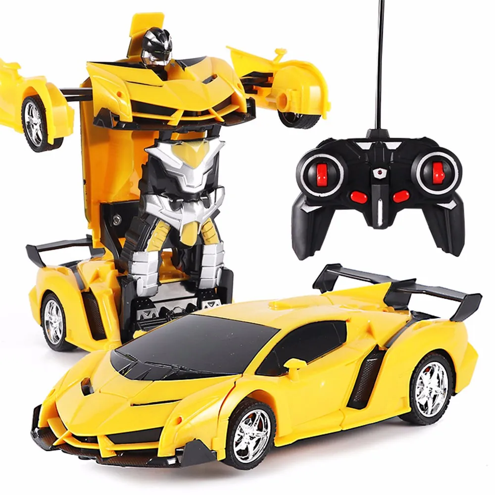 RC полицейский игрушечный автомобиль Трансформация Роботы спортивный автомобиль модель роботы игрушки крутая деформационная машина детские игрушки подарки для мальчиков - Цвет: Цвет: желтый