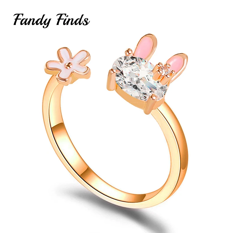 Женское регулируемое кольцо ZYYHAND, с цирконом AAAA, розовое золото, украшение для помолвки