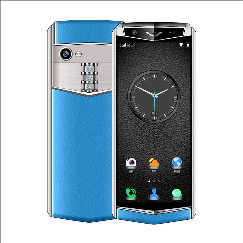 Blue M17 Celular смартфон Android 8,1 металлический кожаный корпус лицо ID Мини Роскошные сотовые телефоны Dual Sim 3g ram 32ROM 4G LTE смартфон - Цвет: Blue