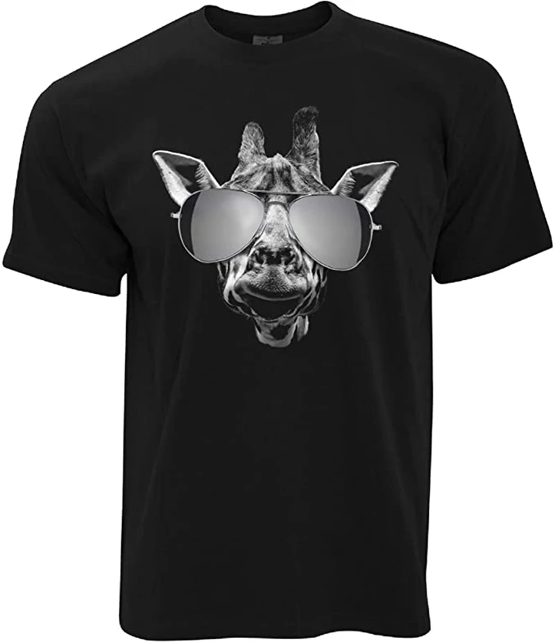 

Giraffe Wearing T-Shirts Cotton Short Sleeve Men Summer Tee Elastic Printing Crew Comfort Soft Shirts Top