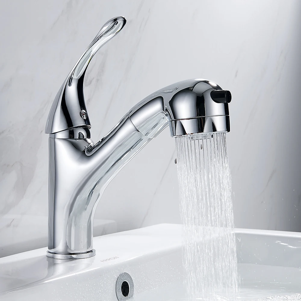 

Смеситель для раковины с поворотом на 360 градусов, кухонный кран, регулируемый выдвижной смеситель для раковины, латунный смеситель с одной ...