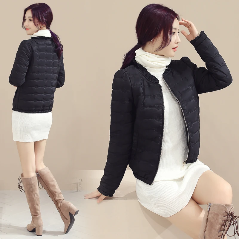 Женская Стеганая куртка новое тонкое пуховое хлопковое женское короткое зимнее