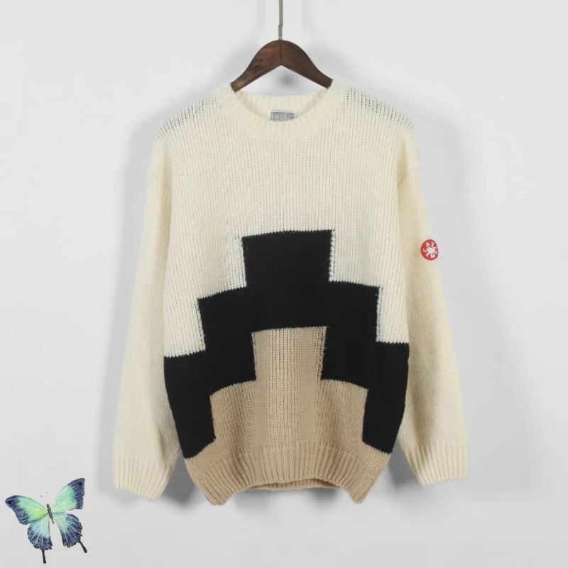 

CAVEMPT KNIT CE Geometric Color Block Wool Knit Cav Empt Pullovers Sweater
