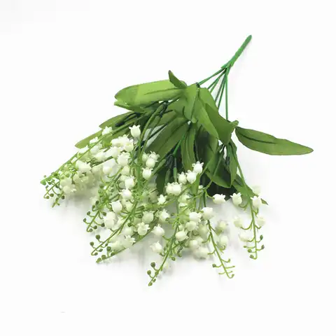 Белый искусственный цветок белого цвета, реалистичный цветок ландыша, пластиковый декор для свадьбы, вечеринки, офиса, дома, сада, 7 цветов