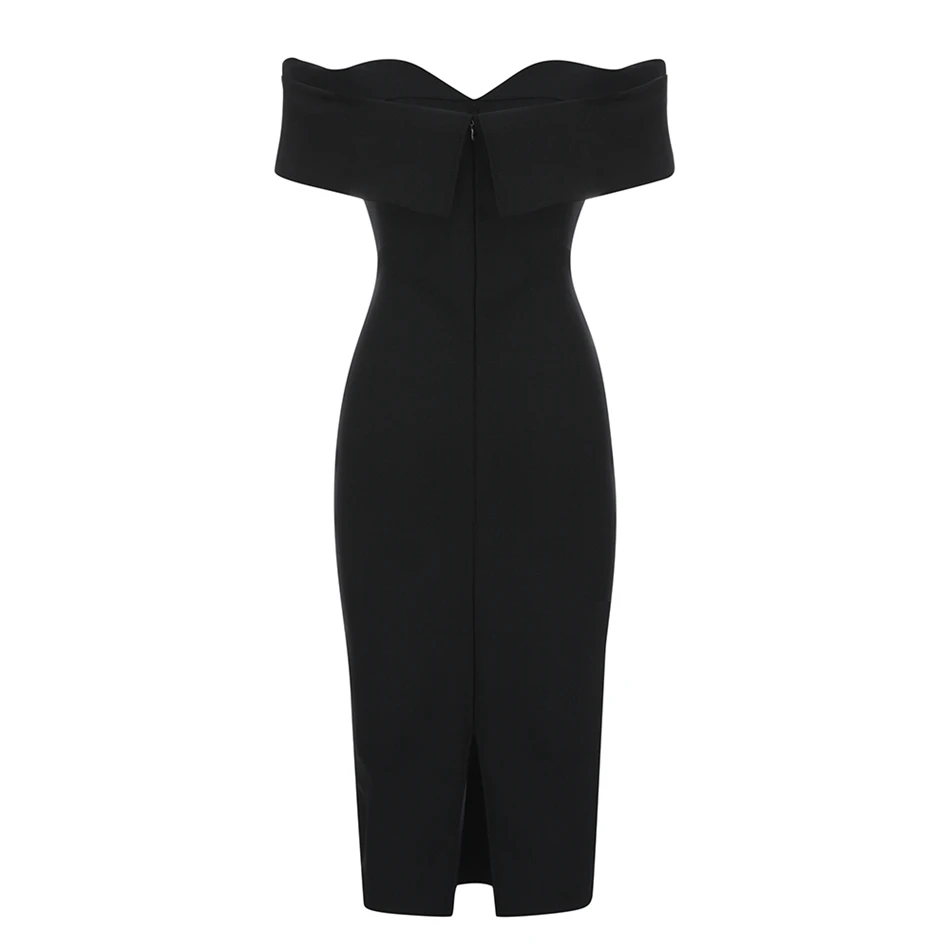 Женское платье с открытыми плечами облегающее средней длины в стиле Звезд для