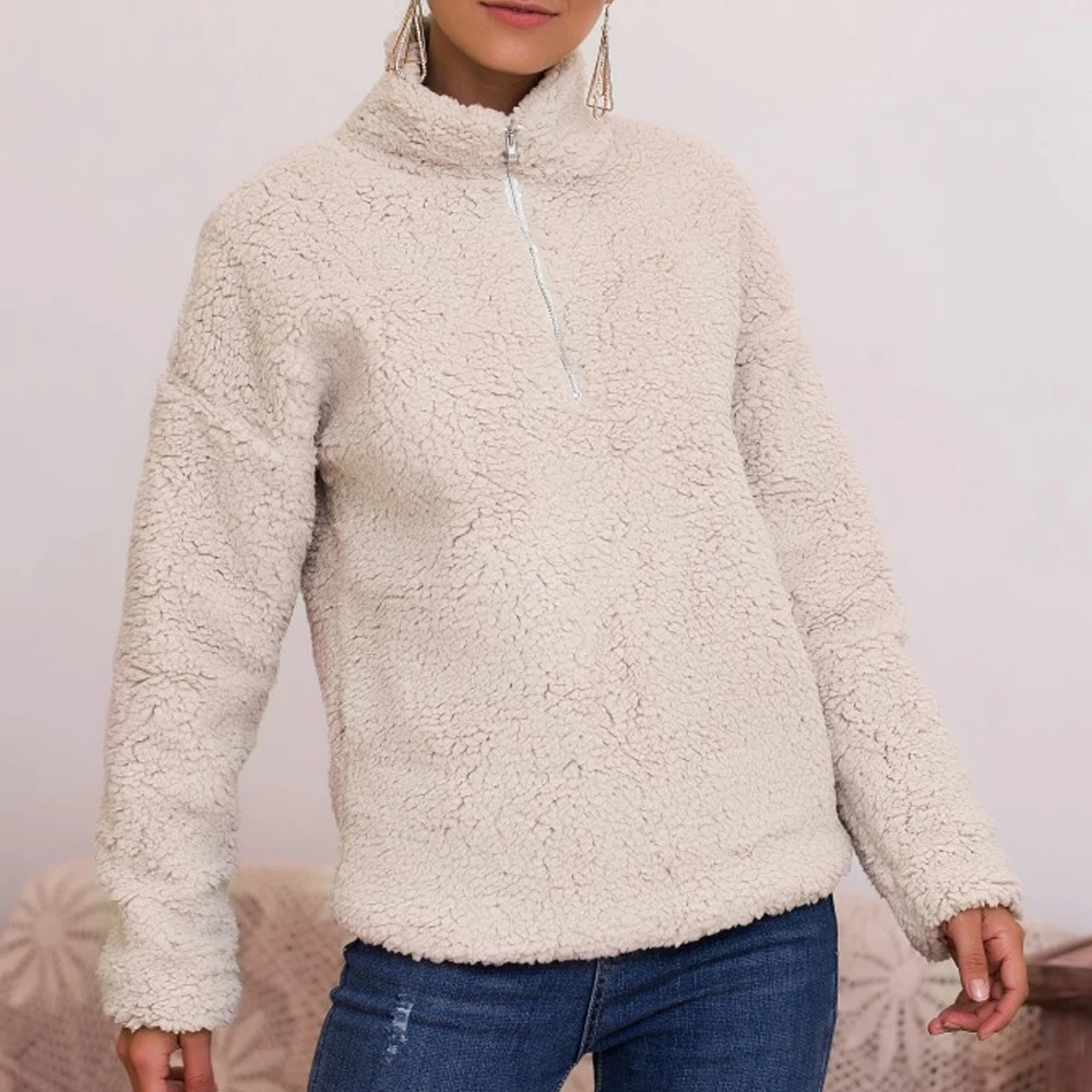 OEAK/Повседневная Женская куртка с отворотом из плюша свитер женские вязаные