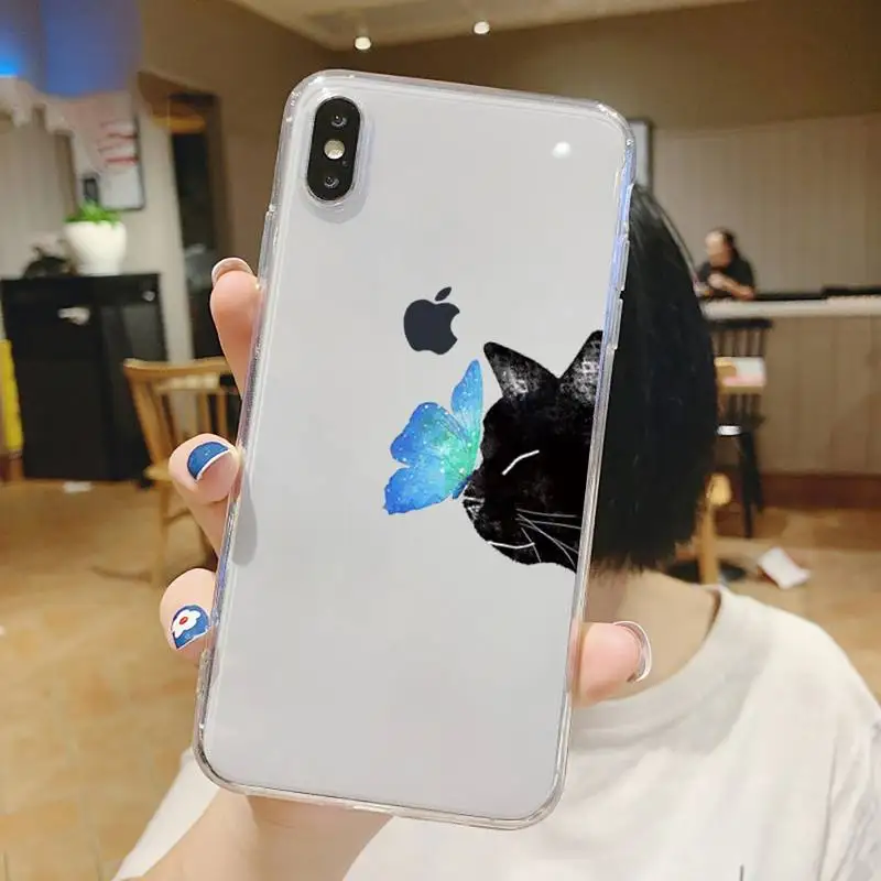 

Cat butterfly nose tip cute lovely Phone Case Transparent soft For iphone 5 5s 5c se 6 6s 7 8 11 12 plus mini x xs xr pro max