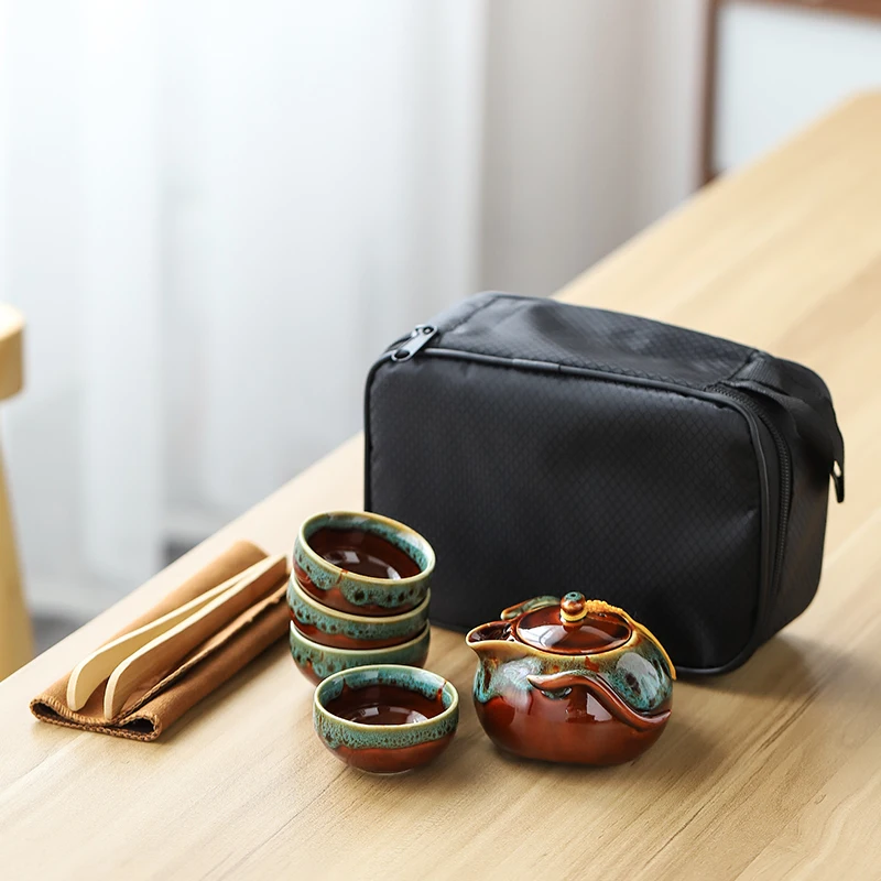 

Travel Ceramic Teapot Set Kettles Simple Samovar Heat Resistant Teapot Anti Drip Gongfu Juego De Te Household Products BF50TP