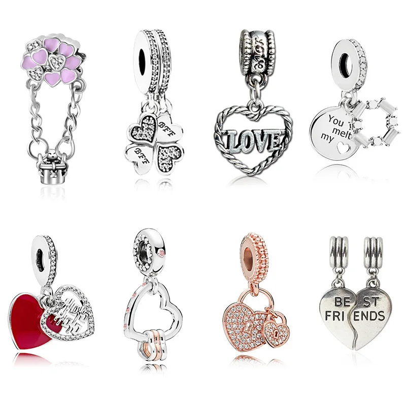 

2021 New 925 Sterling Silver Glittering Heart-shaped Charm Beads Suitable for Original Pandora Bracelet Pendant designer charms
