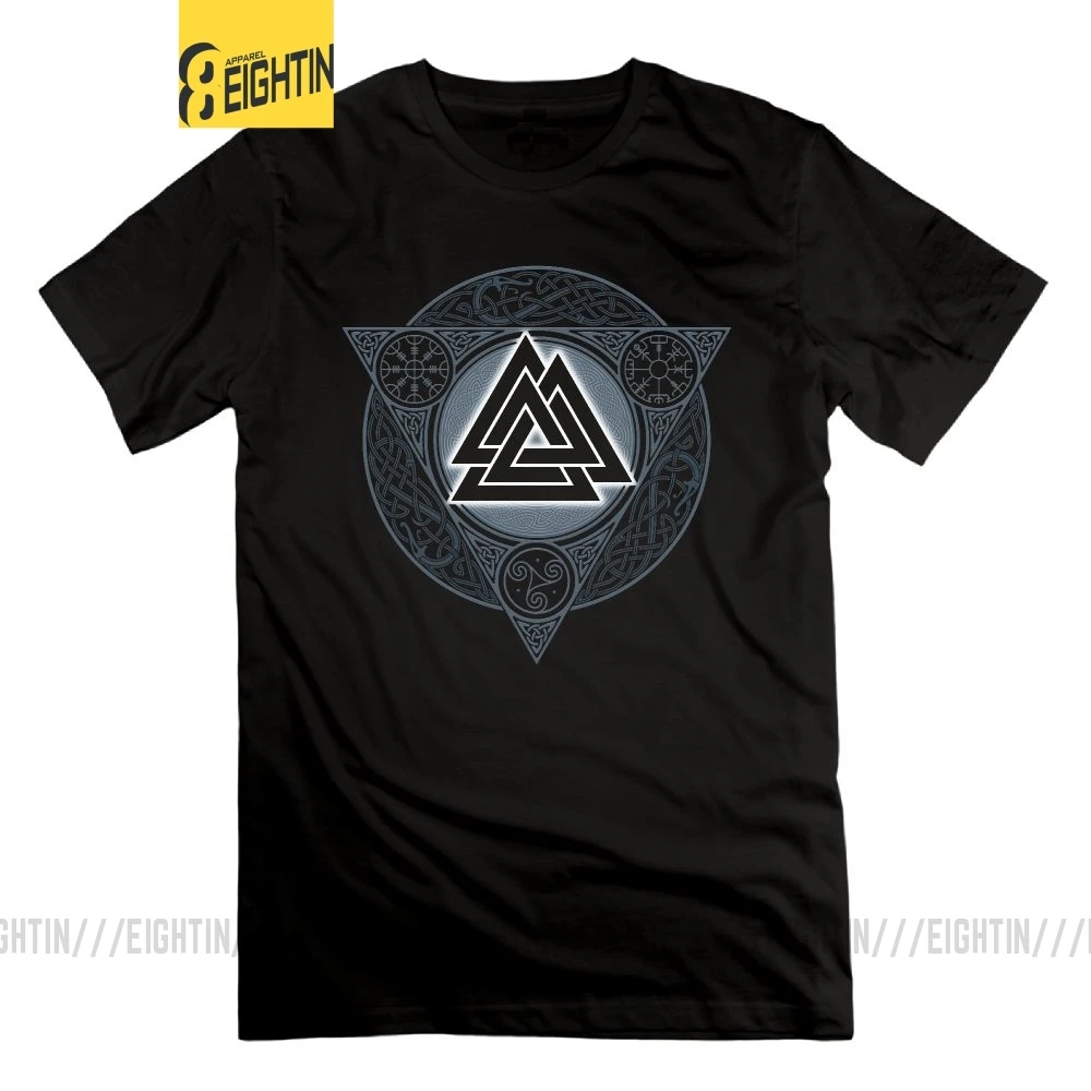 Eightin Valknut Ice Flame Vikings Valhalla Odin футболки мужские с коротким рукавом и круглым вырезом