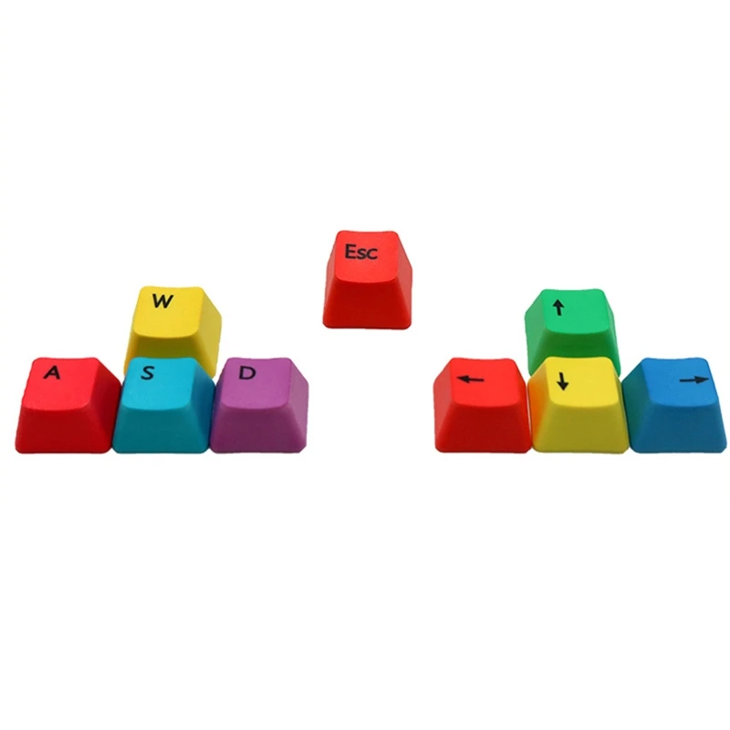 

PBT Keycaps Thermal Dye Sublimation Direction Buttons WSAD up, Down, Left and Right Rainbow-Colored Keyboard Keycaps