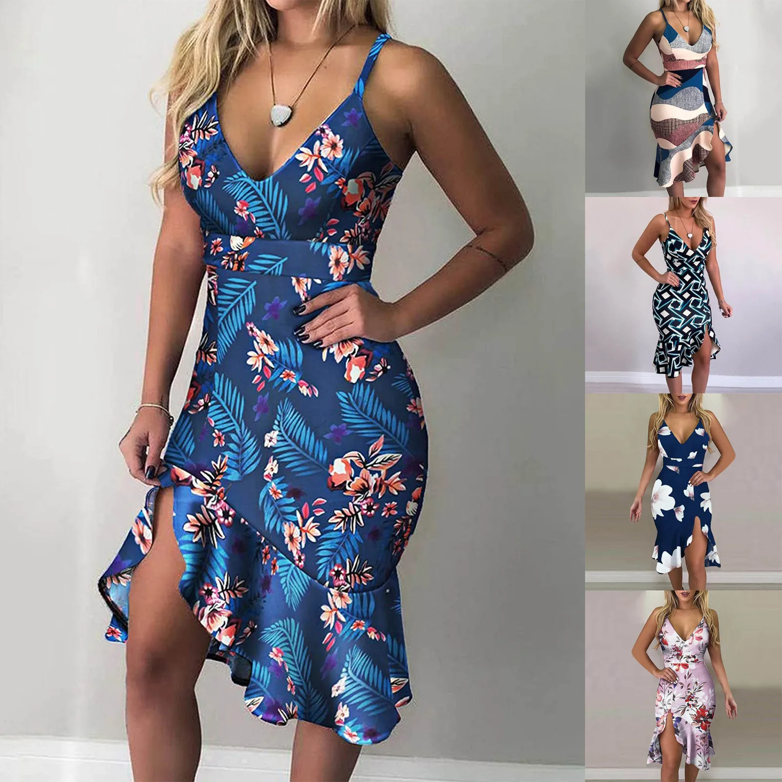 Женское летнее Повседневное платье сексуальные платья с v образным вырезом без